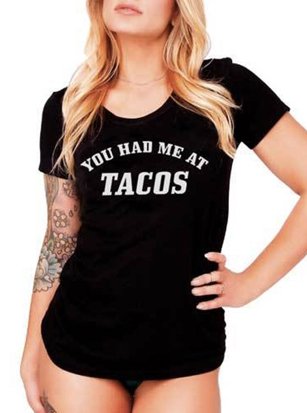 Womens You Had Me At Tacos Tee By Inked Black Inked Shop 