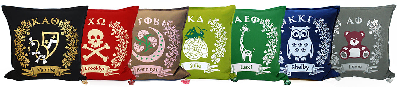 Brit and Bee Sorority Logo Cushions and Throw Pillows