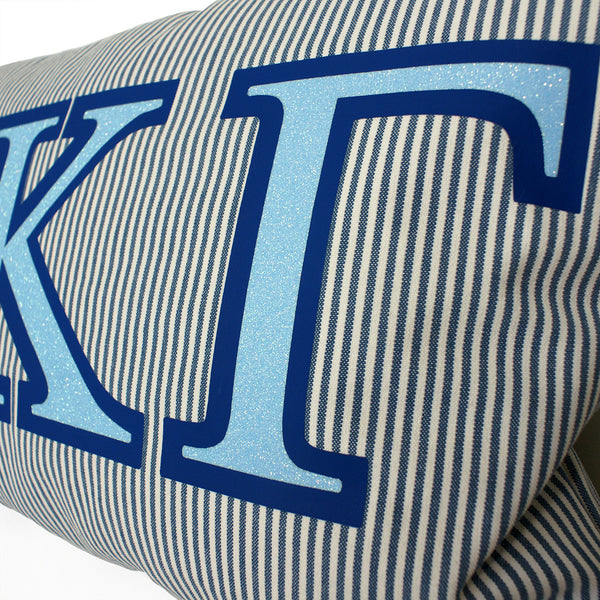 Kappa Kappa Gamma Throw Pillow - Sorority Ticking Stripe | Brit and Bee