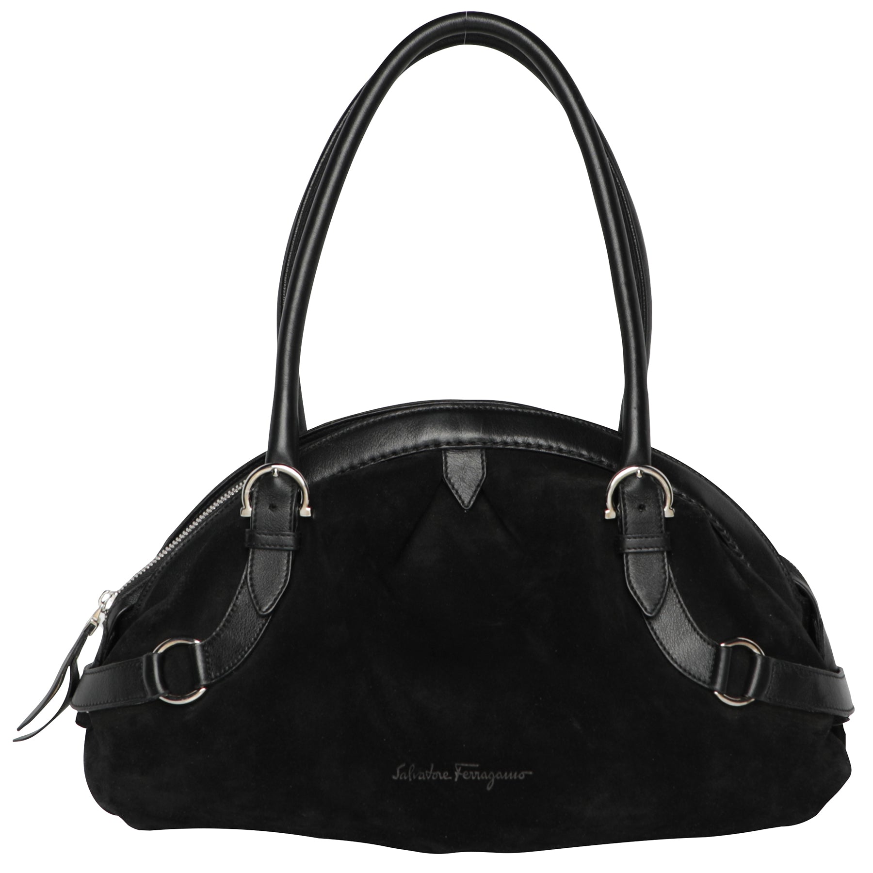 Y2K Salvatore Ferragamo Leather Suede Bowler Top Handle Bag