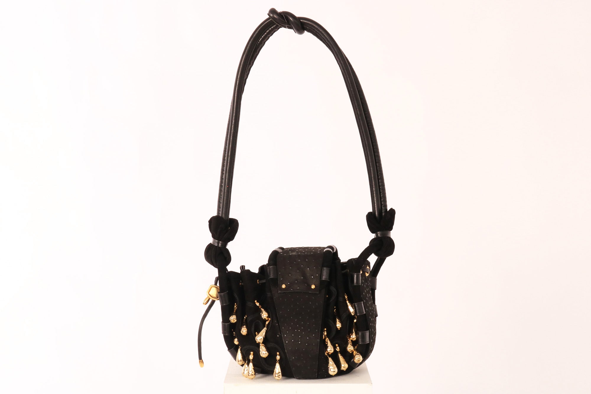 black suede crossbody bag