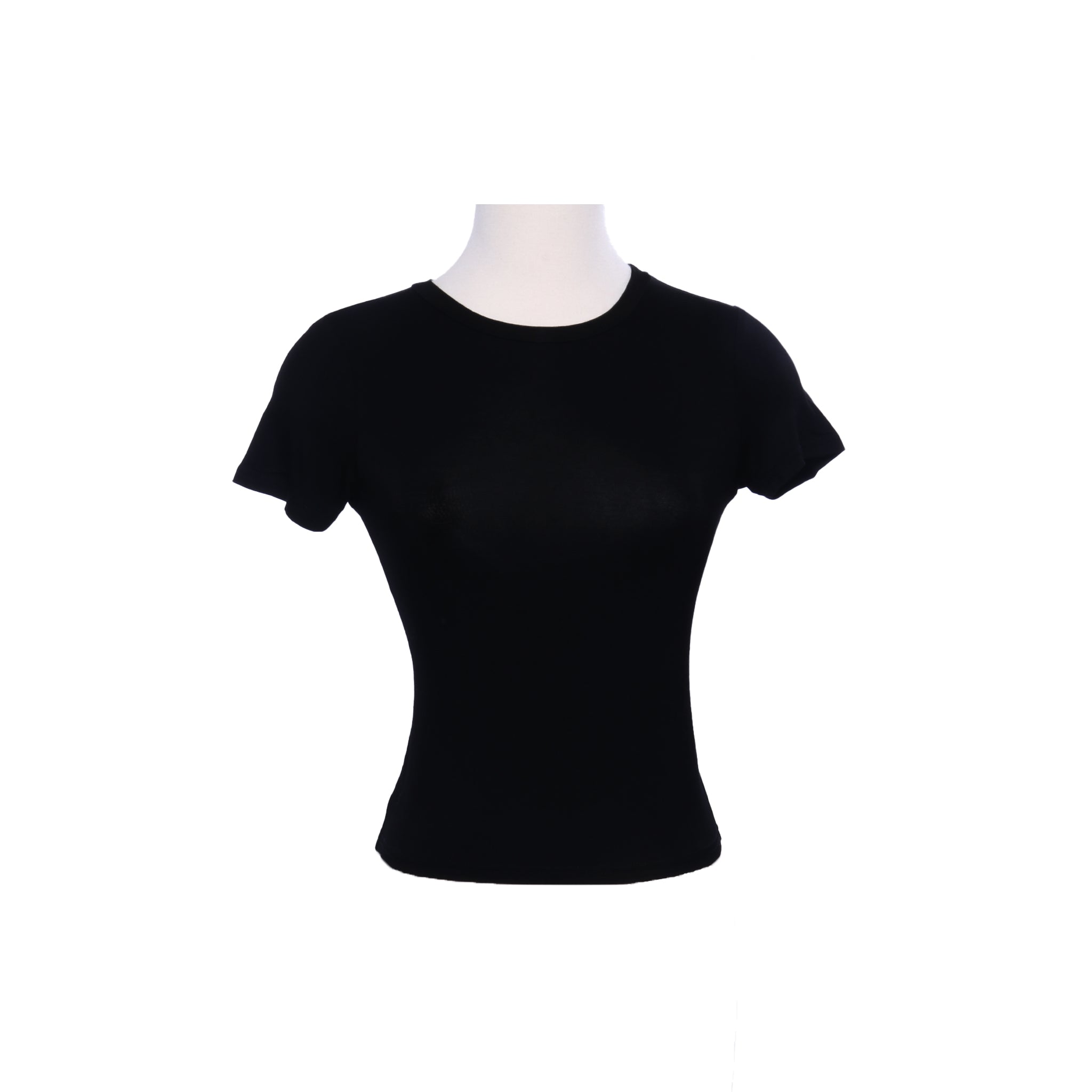 Mint Basics Slim Fit Crew Neck Baby Tee - Black