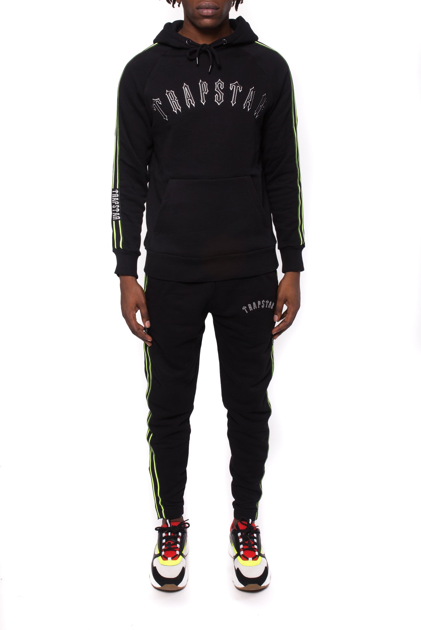 black and neon green tracksuit