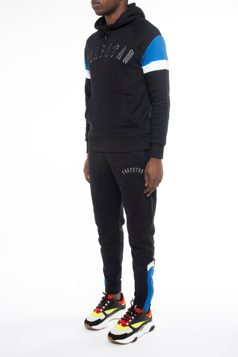 Embroidered Irongate Panel Tracksuit - Black/Blue/White – Trapstar London