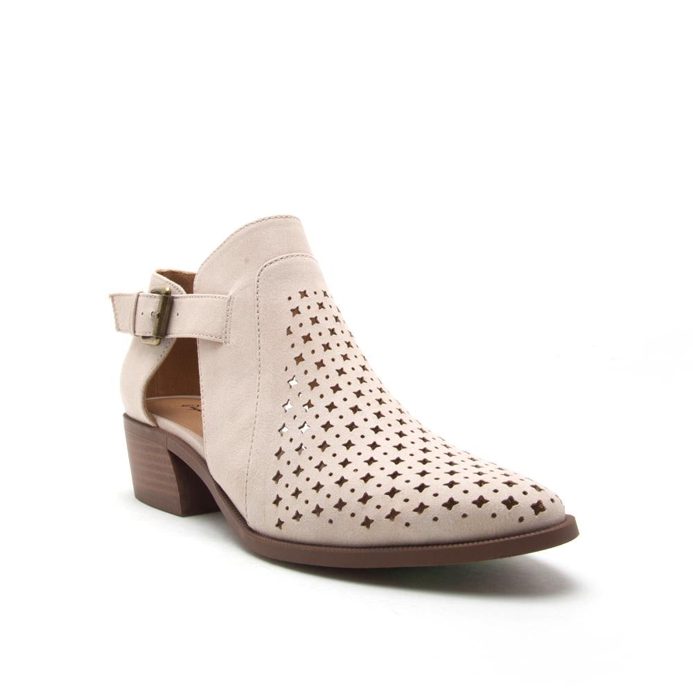 Distressed Beige Bootie