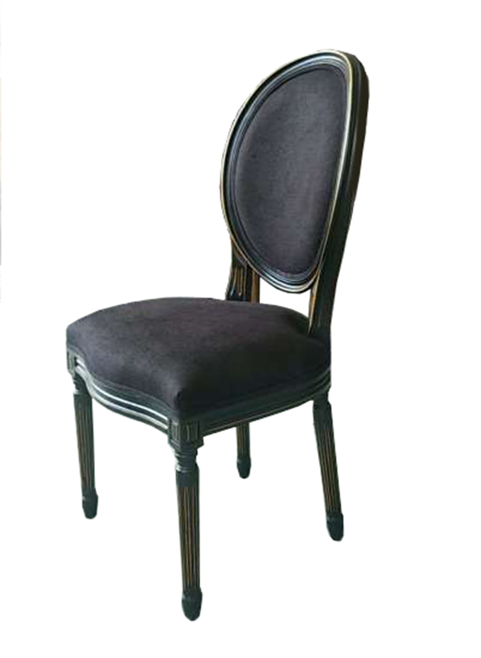 French Country Oval Aubergine Black Velvet Dining Chair – Homeabout