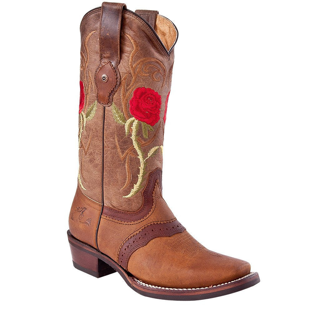 boots with red roses