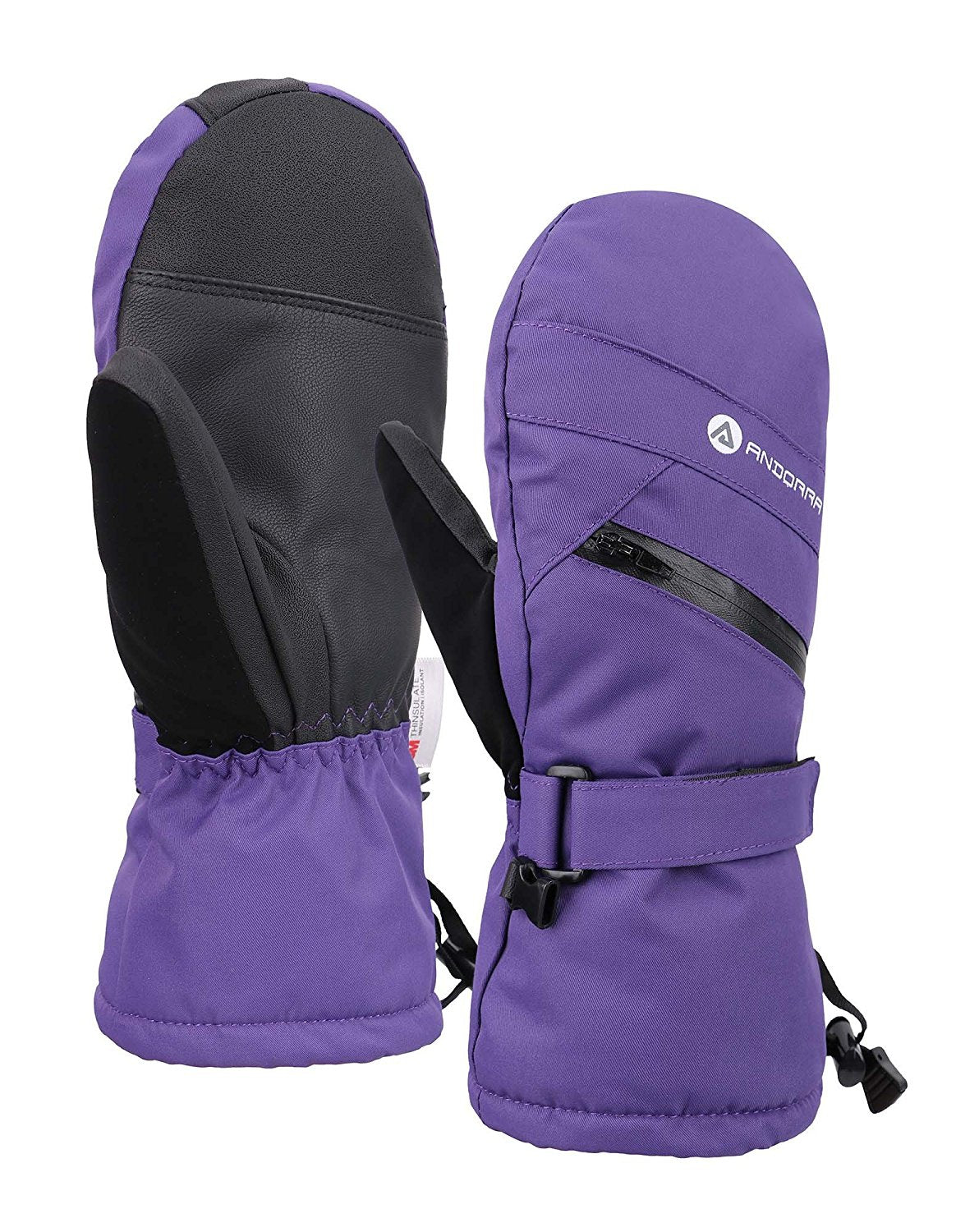 purple ski mittens