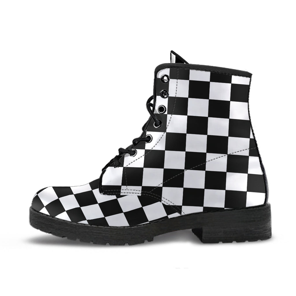Unisex Racing Checkered Flag Boots With 
