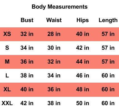 Urban Modesty Size Chart