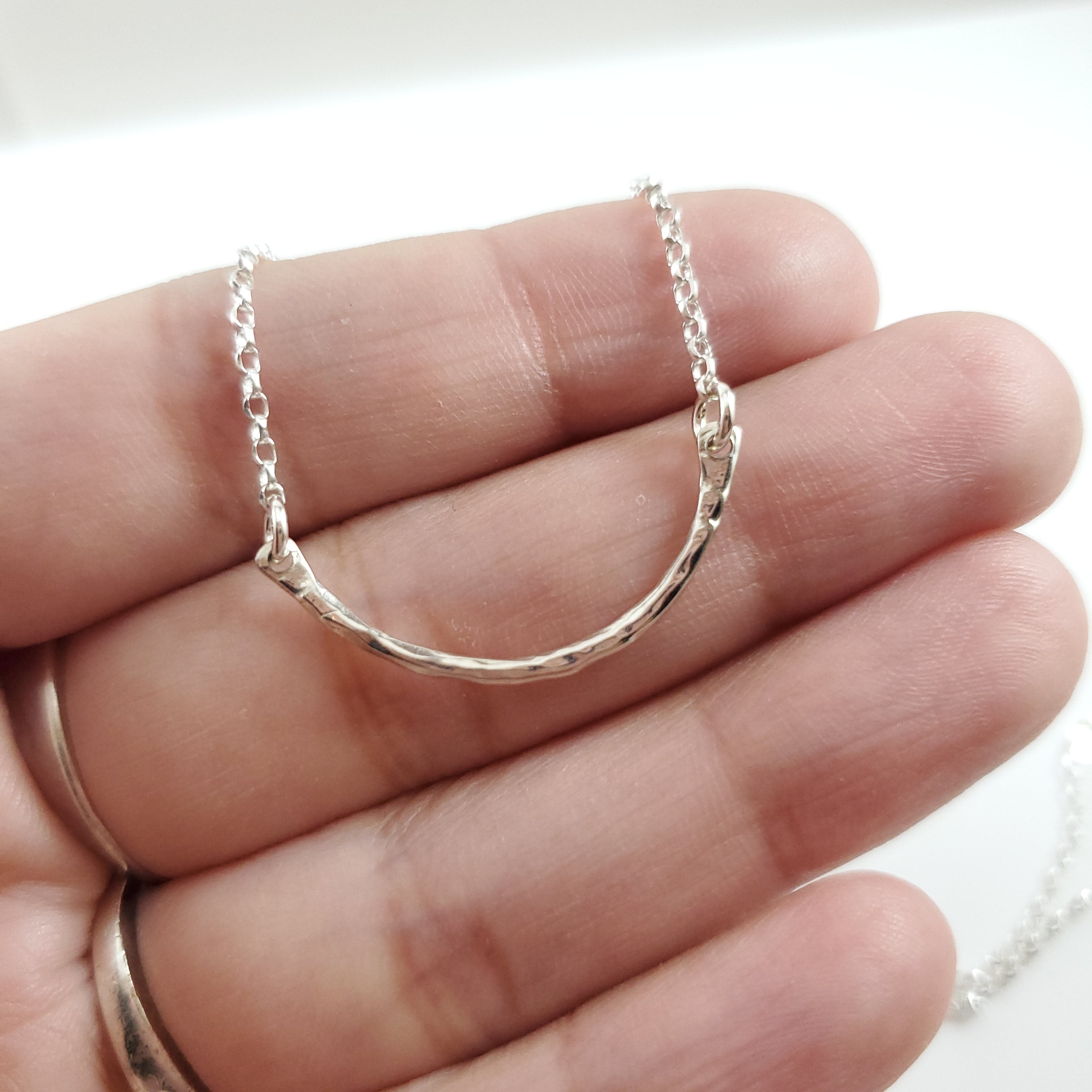 Curved Bar Festoon Necklace - Sterling Silver Jewelry - Gift for Her