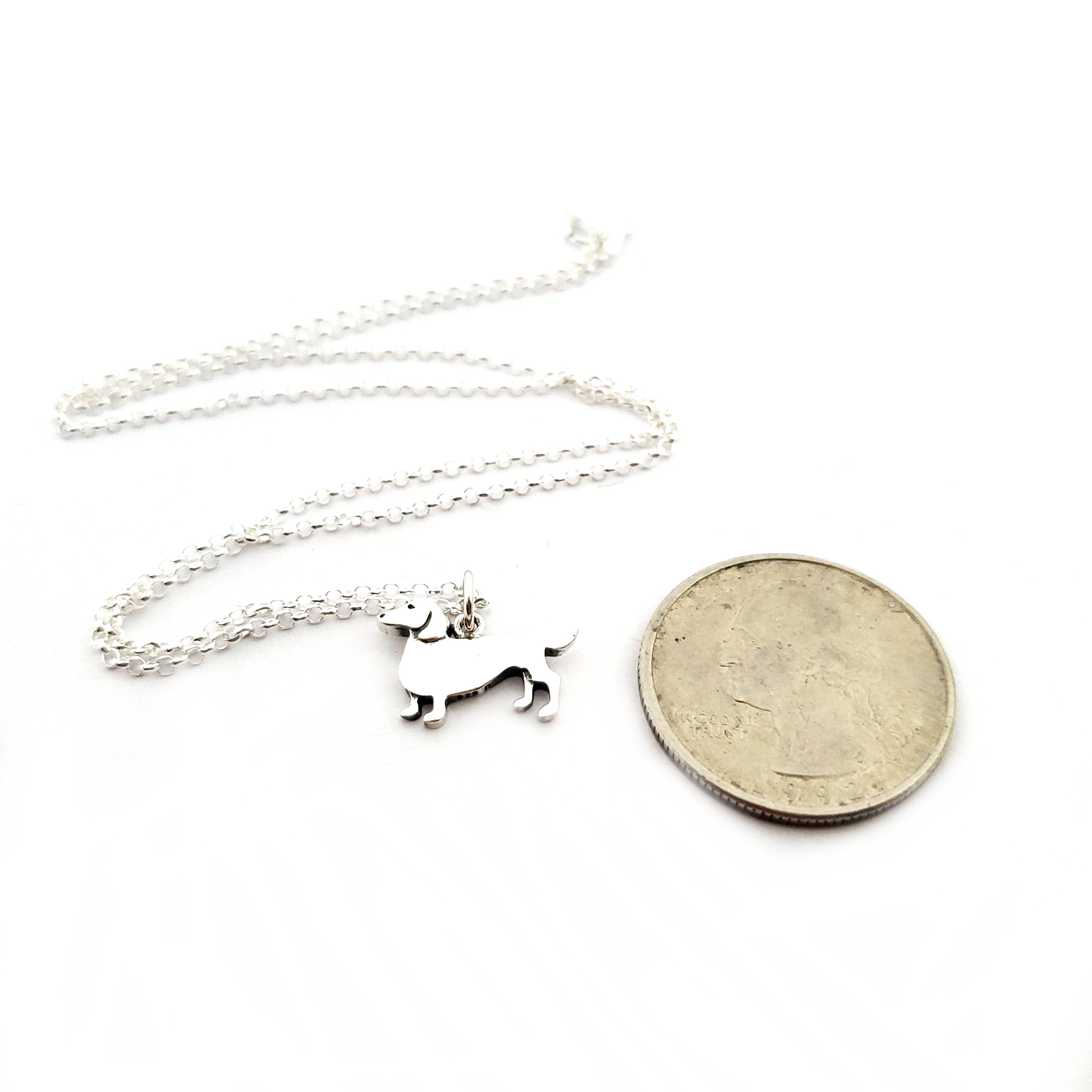 Dachshund Necklace - Sterling Silver Jewelry