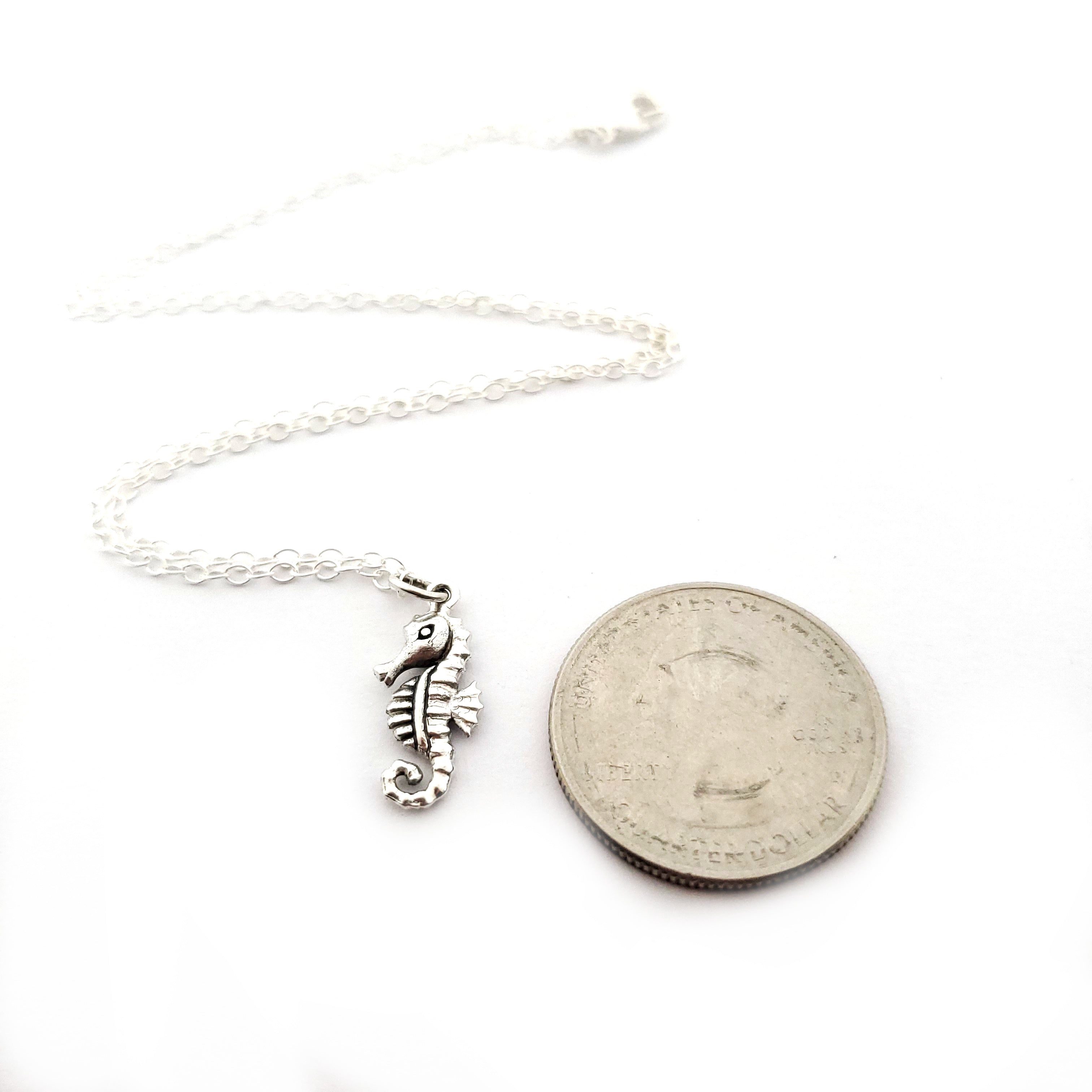 Seahorse Charm Necklace - Sterling Silver Jewelry