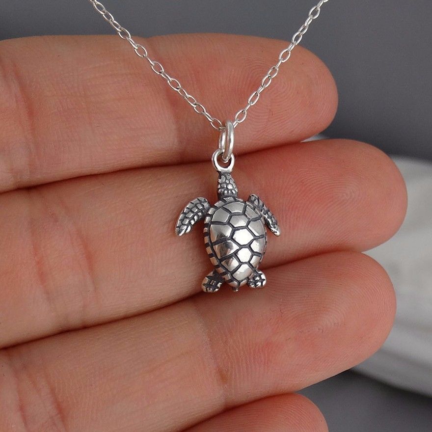 Sea Turtle Necklace - Sterling Silver - Beach Necklace - Gift for Her