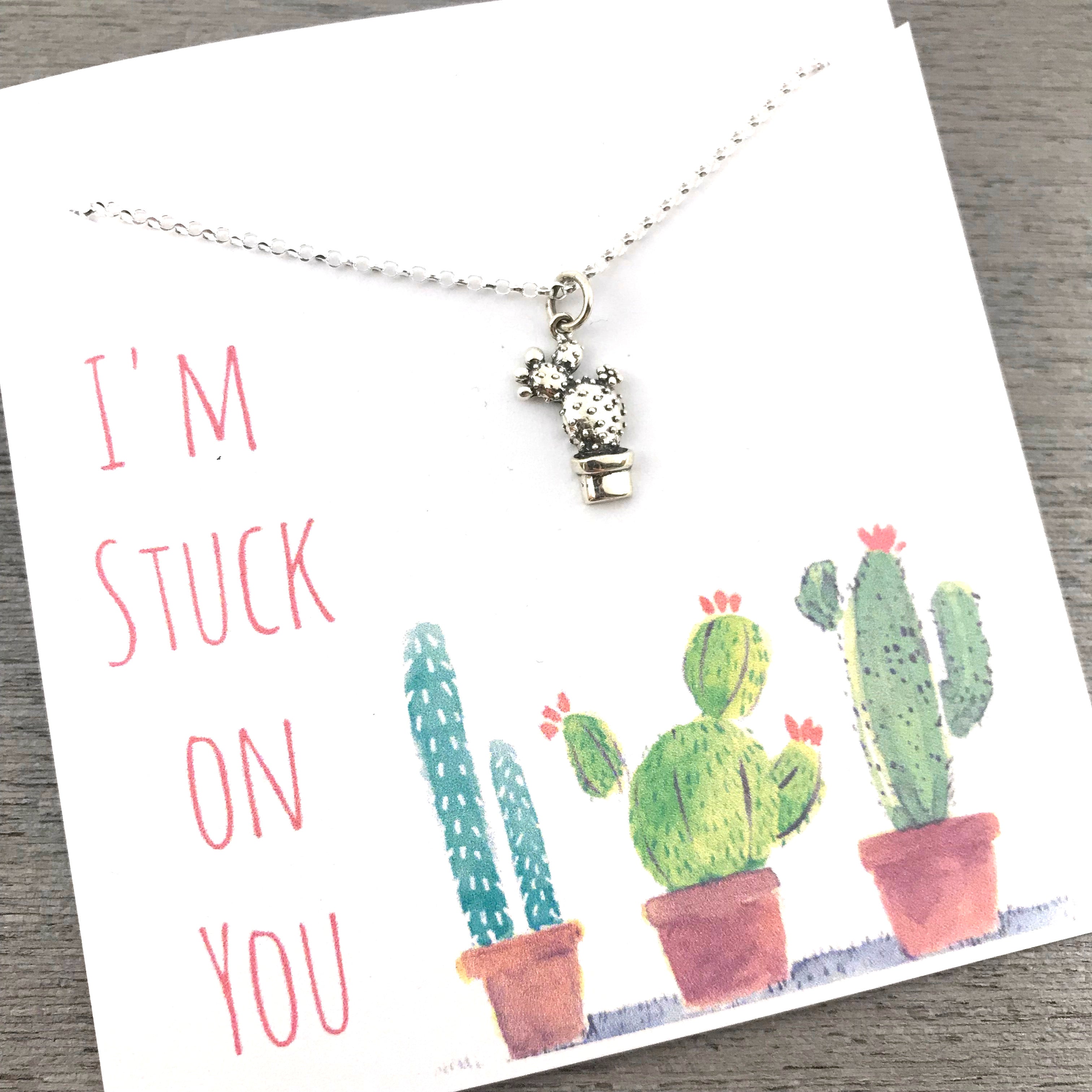 Cactus Necklace - Sterling Silver - Friendship Necklace - Gift for Her