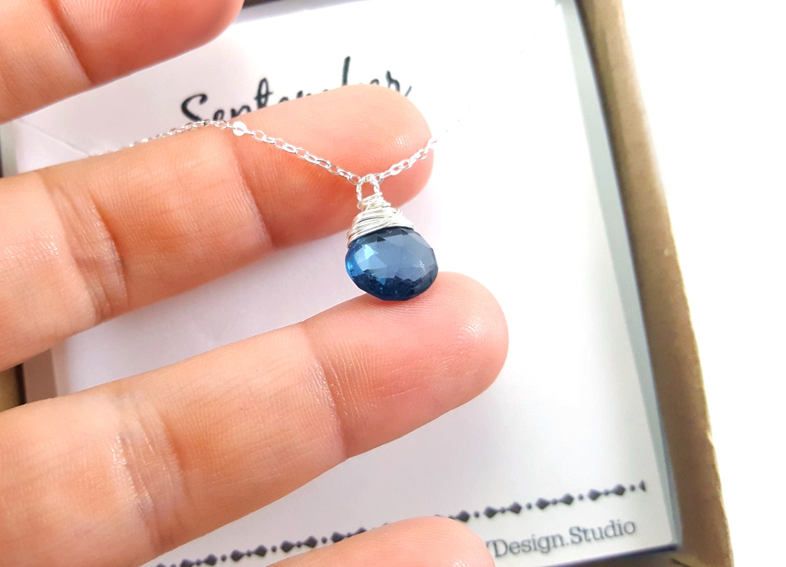 Sapphire - September Birthstone - Sterling Silver Necklace