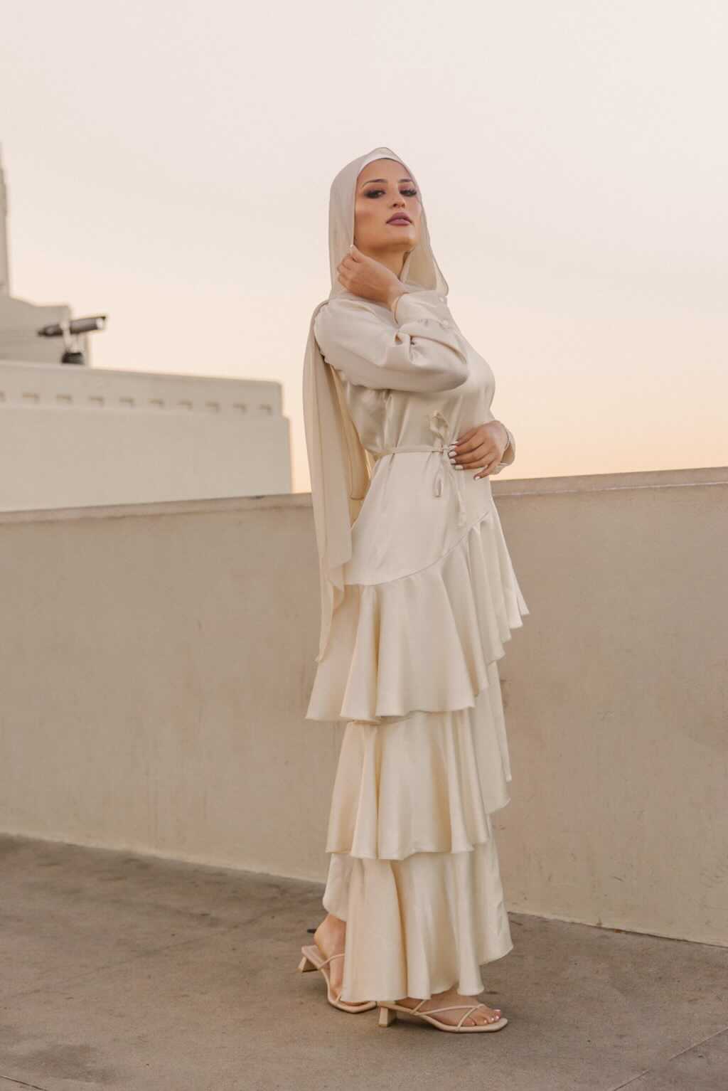 Seville Layered Satin Gown - Glistening Ivory - Niswa Fashion product image