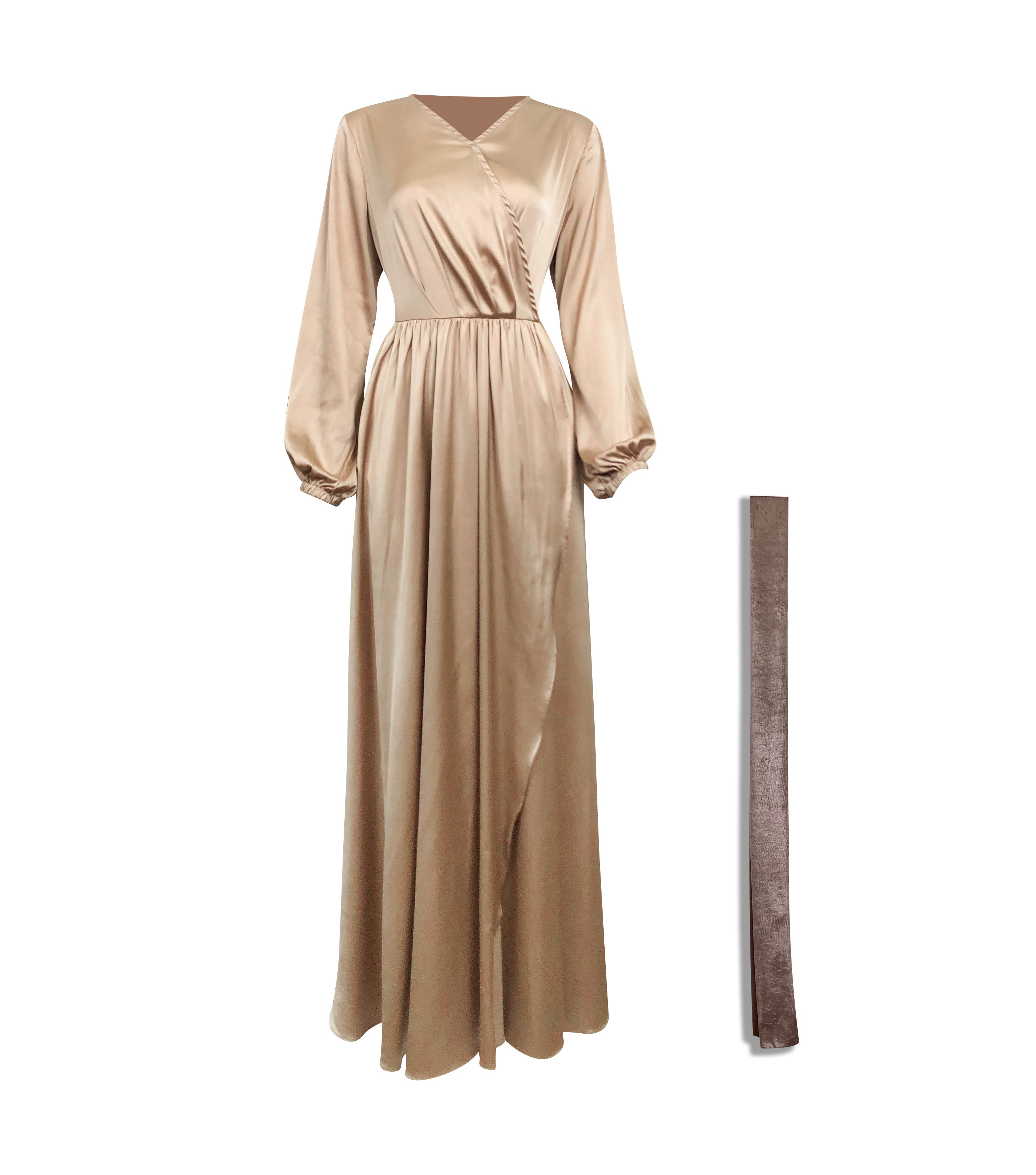 champagne gold satin dress