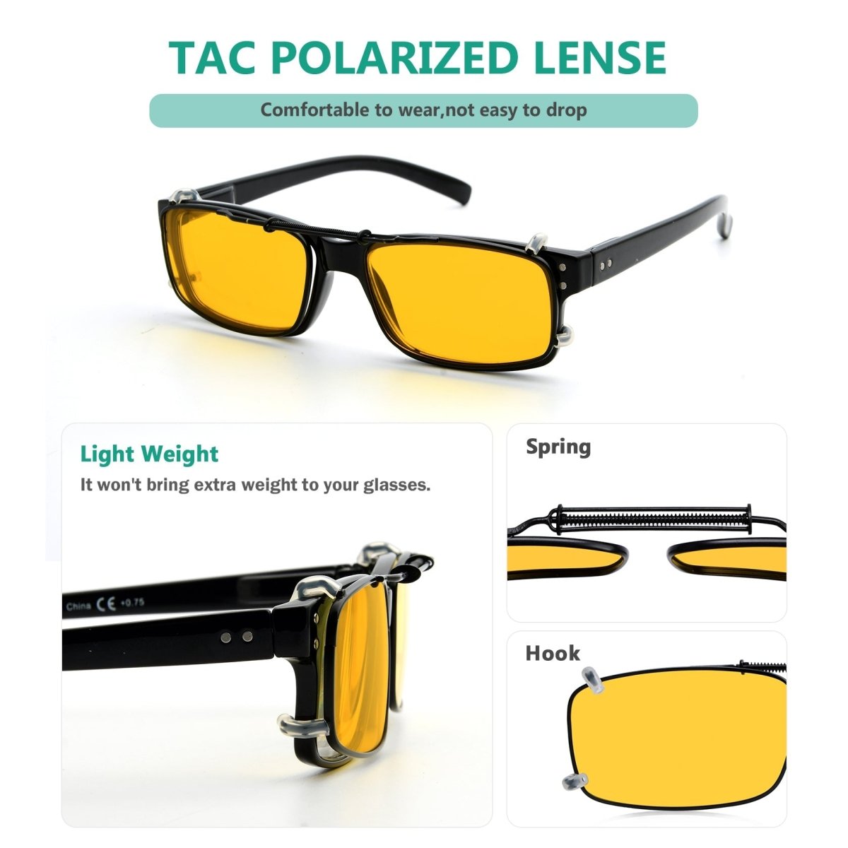 Night Vision Driving Glasses Men Polarized Sunglasses Yellow lenses Blue  light Blocking Computer Glasses SH068Ye C6