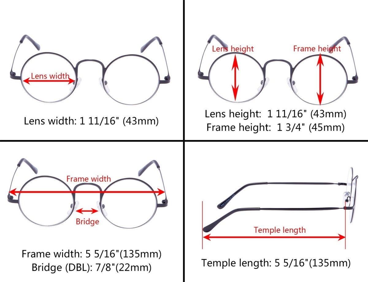 3er Pack Leicht Rund Metall Lesebrille Frauen Männer – eyekeeper.com