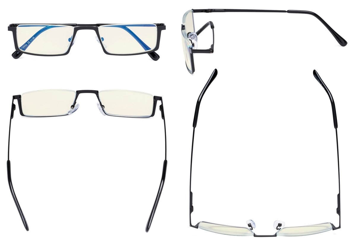 4 Pack Thicker Frame Blue Light Blocking Reading Glasses Women Men –