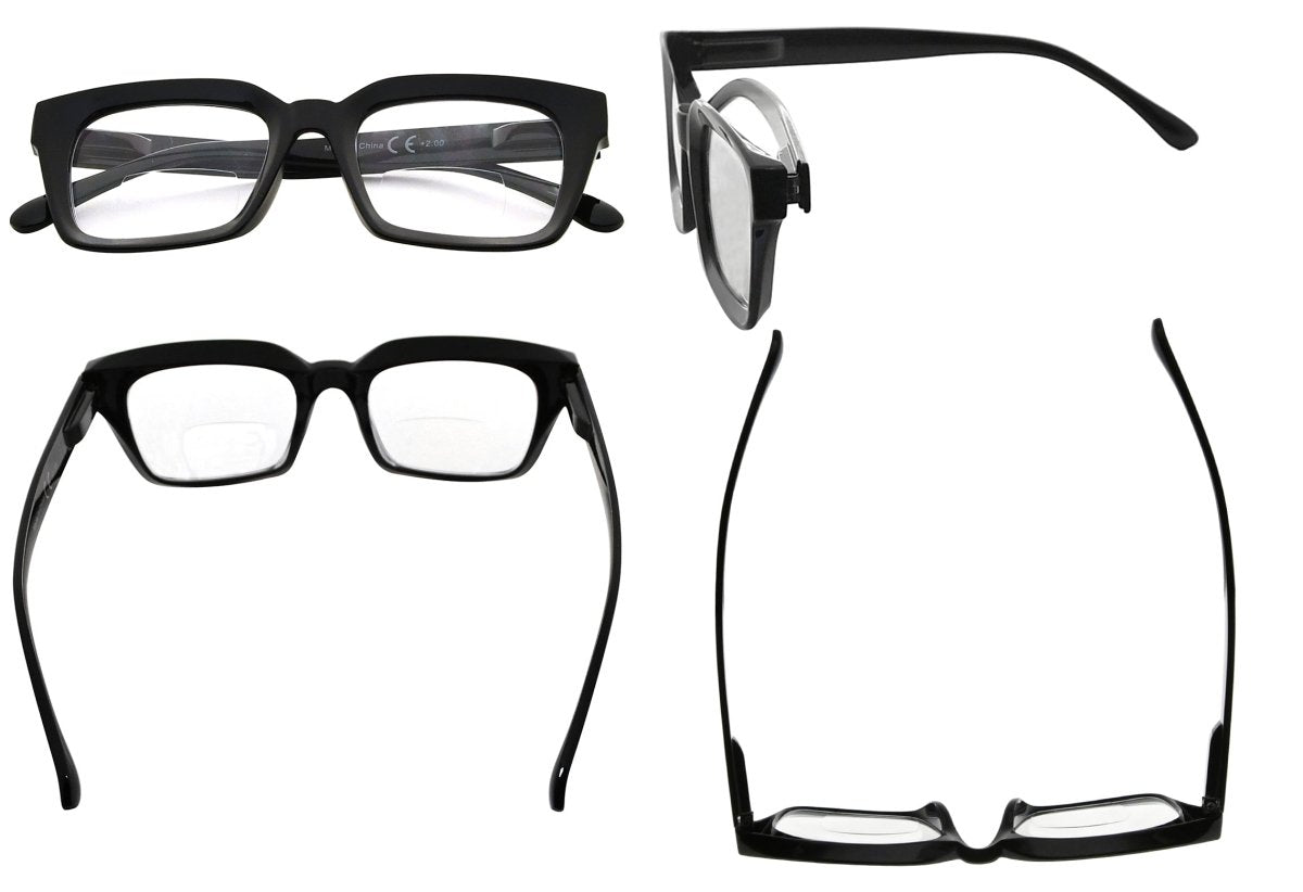 4 Pack Thicker Frame Bifocal Reading Glasses for Women –