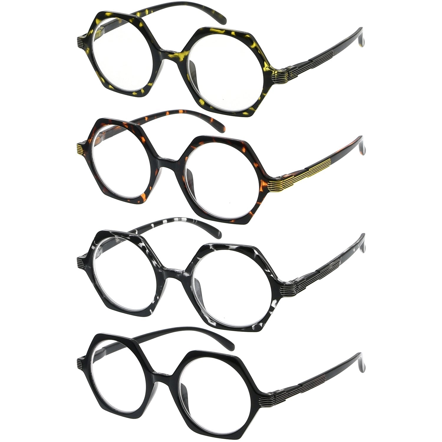 Reading Glasses Polygon Design Stylish Women R2009 4pack 