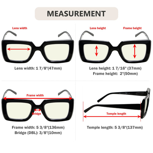 4 Pack Thicker Frame Blue Light Blocking Reading Glasses Women Men –