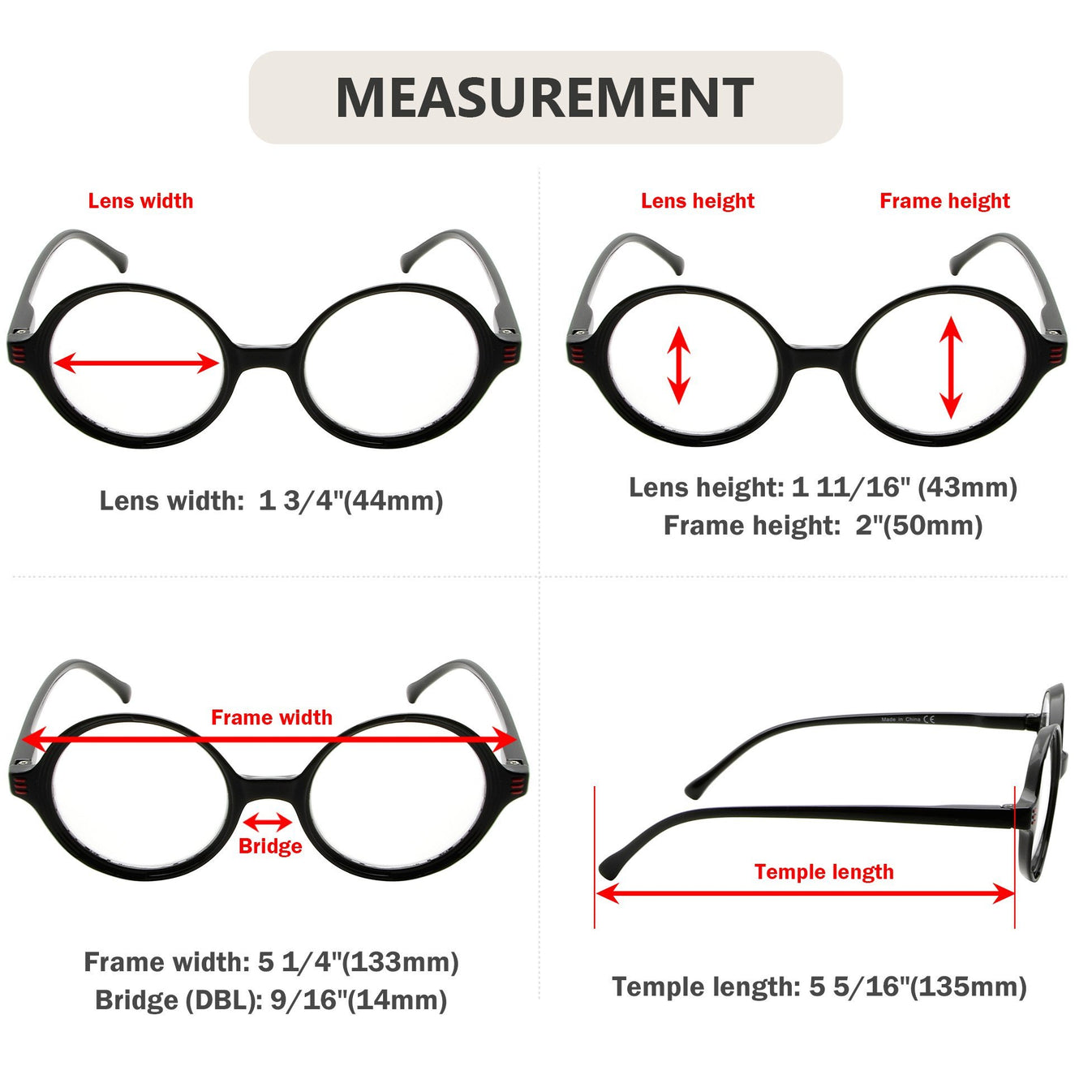 Reading Glasses Round With Small Lens For Women R2025 4pack