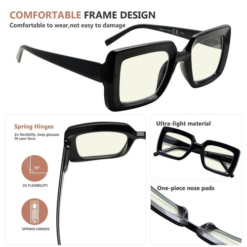 4 Pack Thicker Frame Blue Light Blocking Reading Glasses TM9107