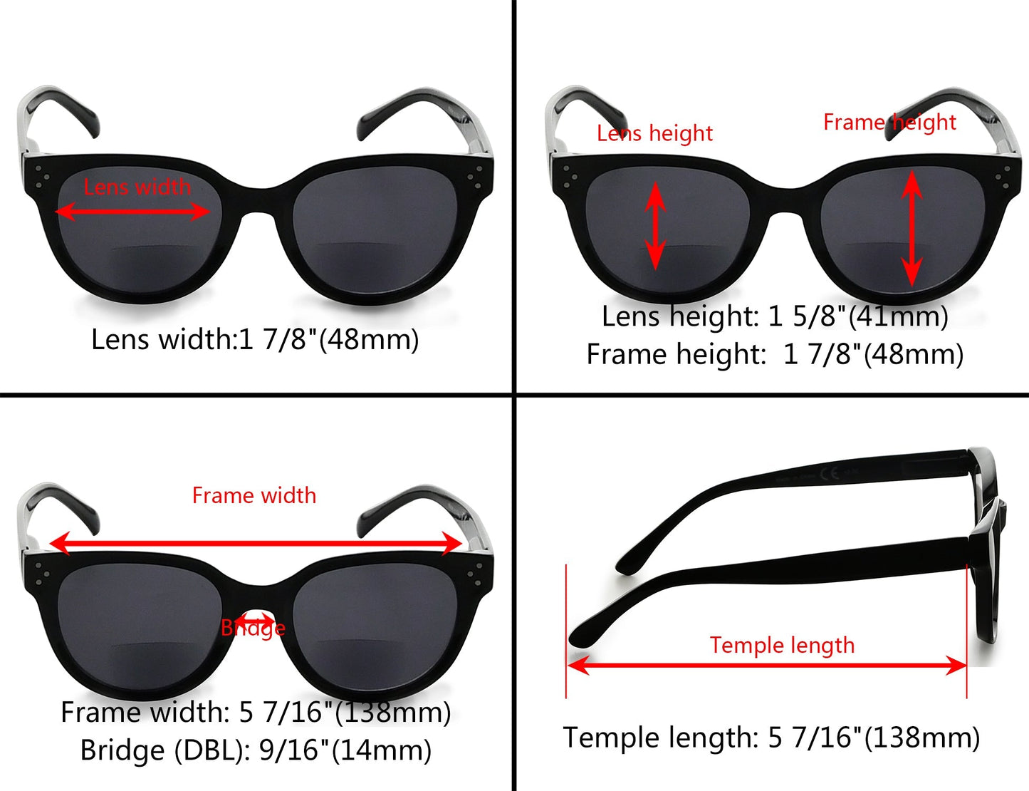 Bifocal Sunglasses Stylish Oval for Women SBR9110-4pack