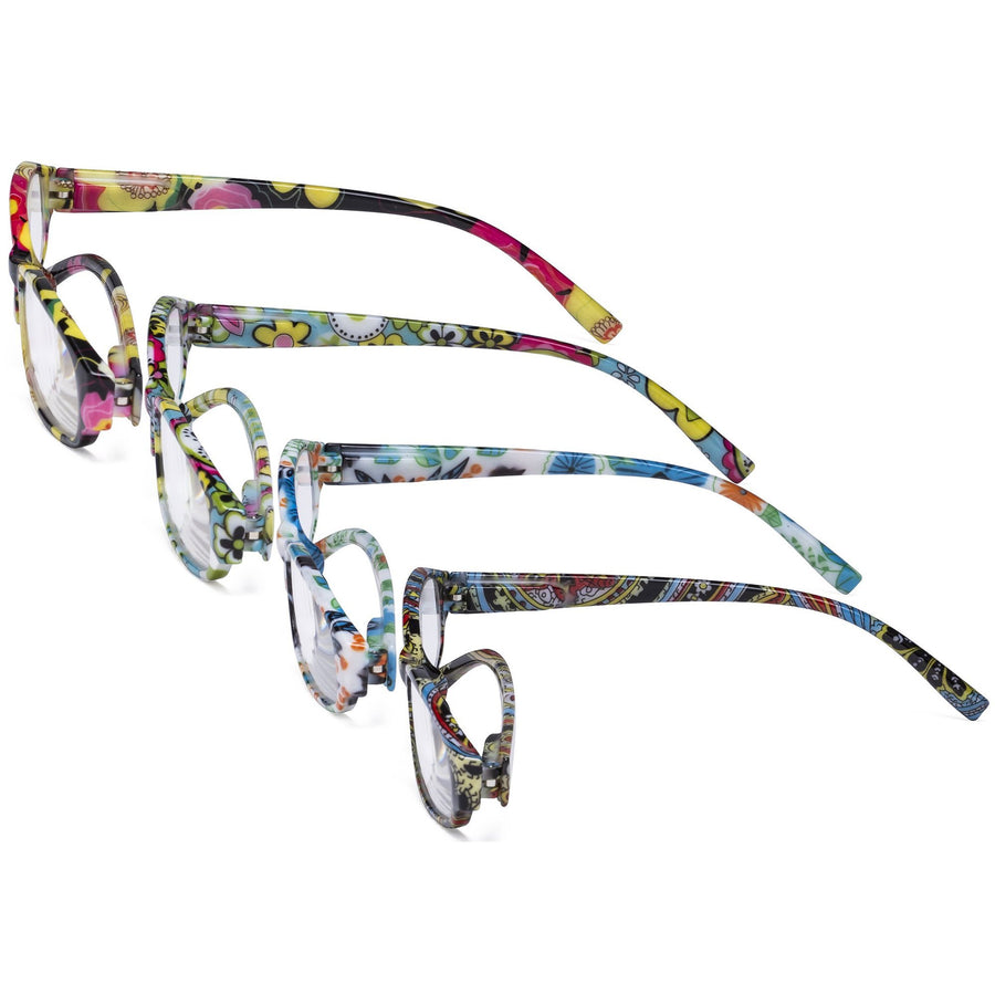 4 Packs Small Reading Glasses Floral Pattern Readers Women R9104f