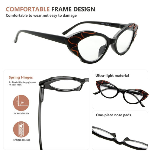 5 Pack Floral Pattern Design Reading Glasses for Women R2106 - 5 Pairs Mix +1.25