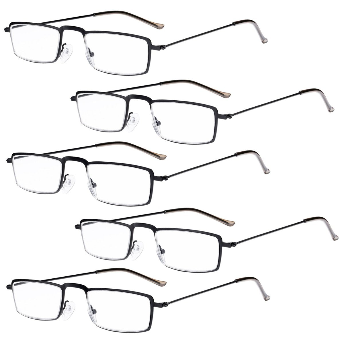 5 Pack Rectangle Reading Glasses Men Women R045 - 5 Pairs Mix +1.00