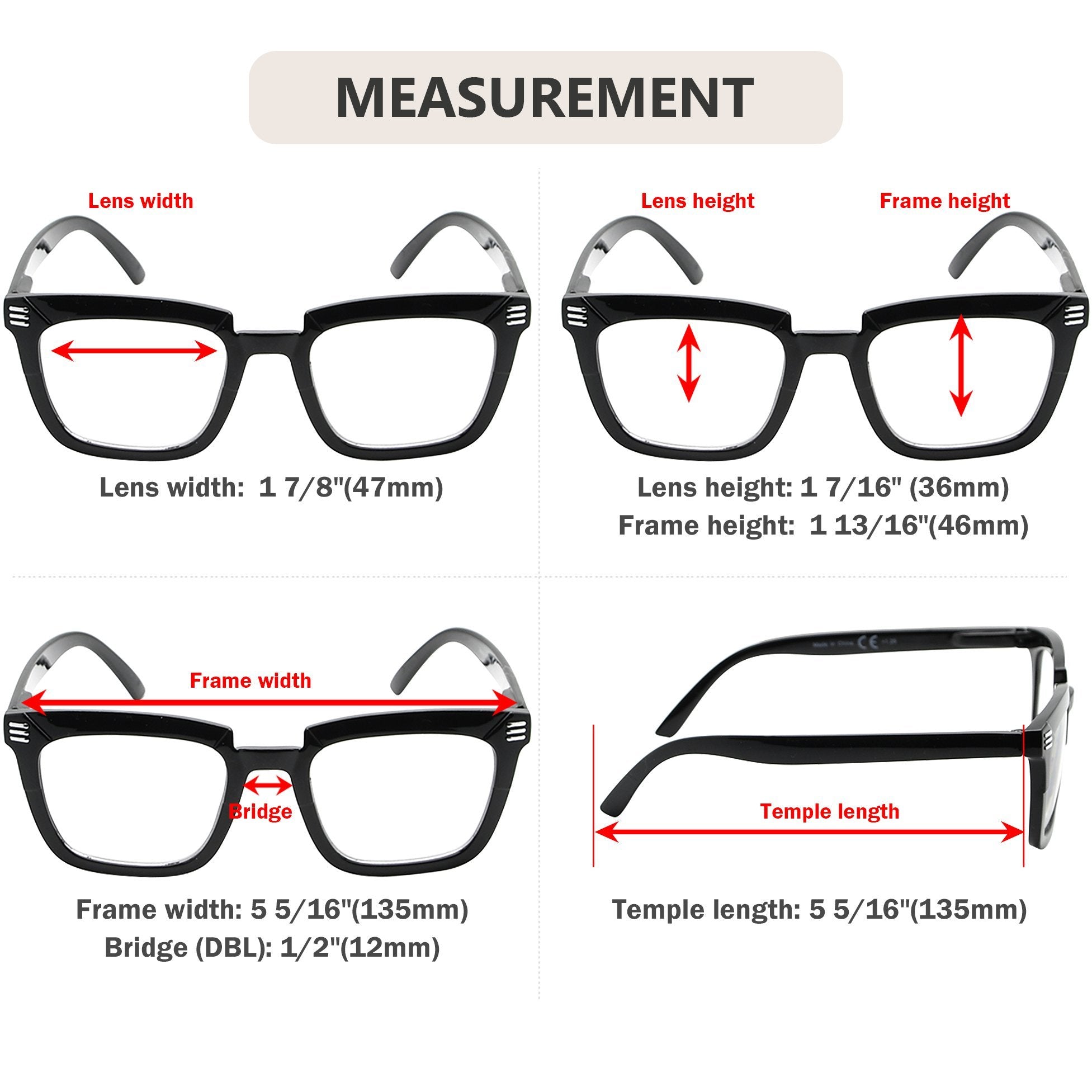 Reading Glasses Stylish Design Frame Eyeglasses R2109-5pack