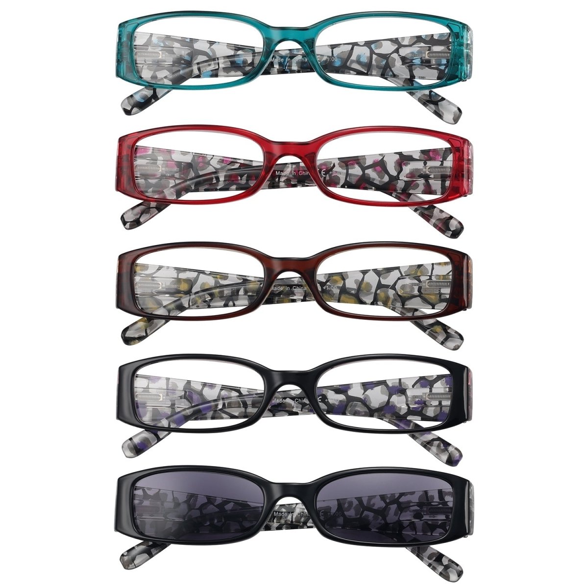 5 Pack Floral Pattern Reading Glasses for Women 5 Pairs Mix / +1.25