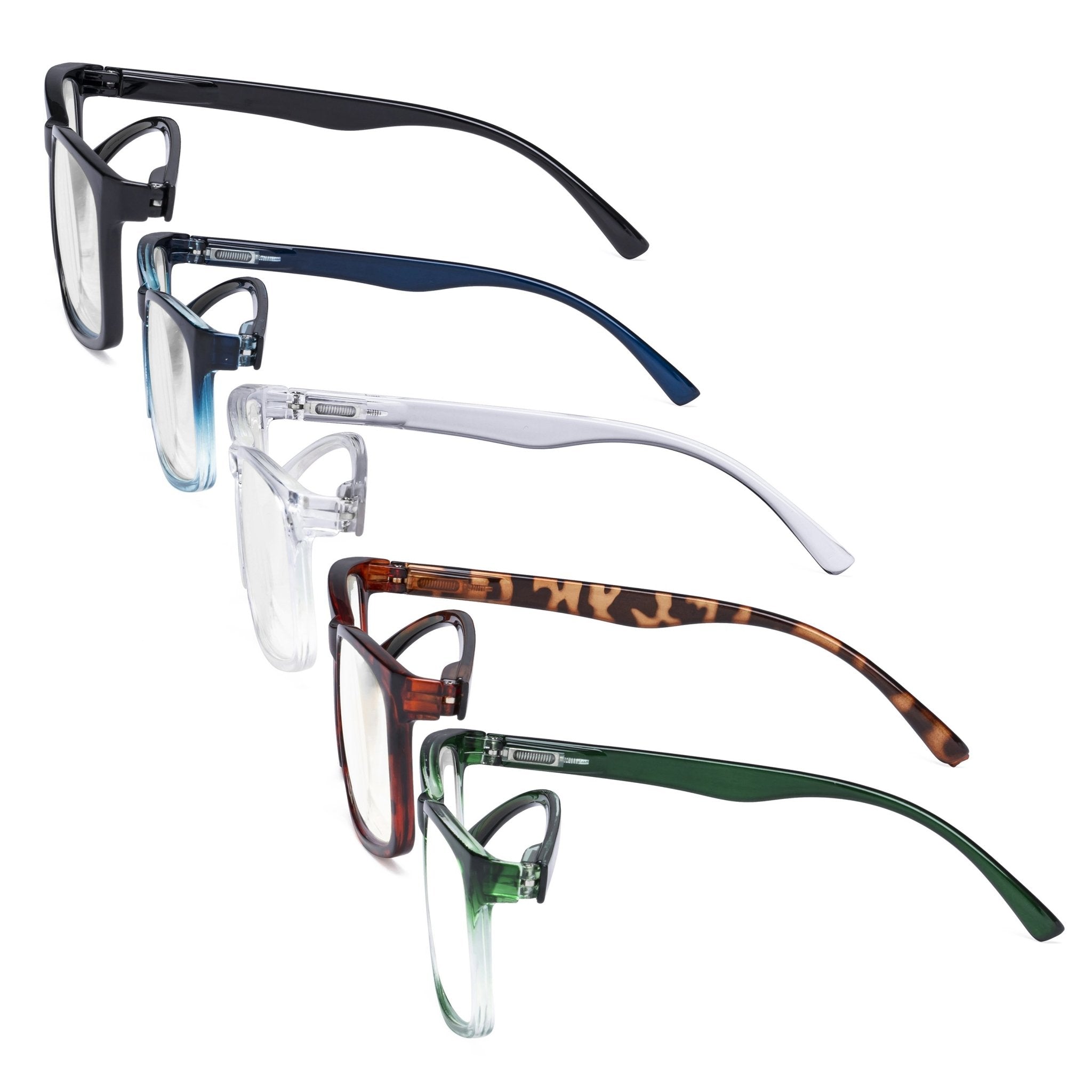 5 Pack Stylish Stripe Polygon Reading Glasses Women 5 Pairs Mix / Without Magnification