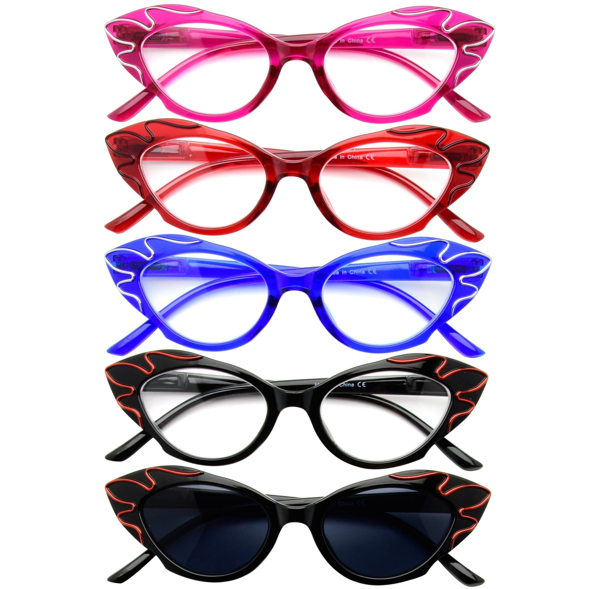 Gafas de lectura con montura elegante mujeres R2116-5pack eyekeeper.com