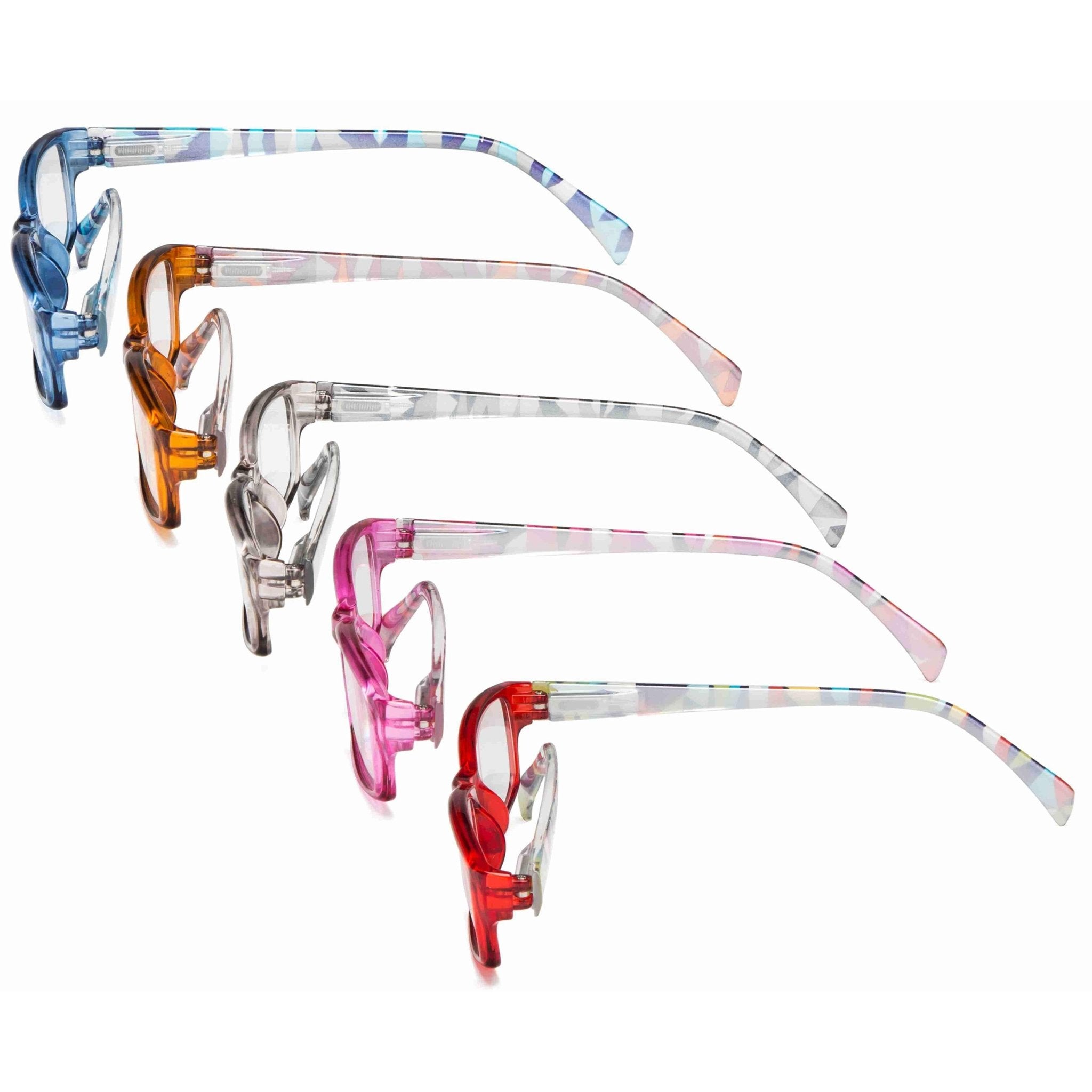 5 Pack Stylish Stripe Polygon Reading Glasses Women –