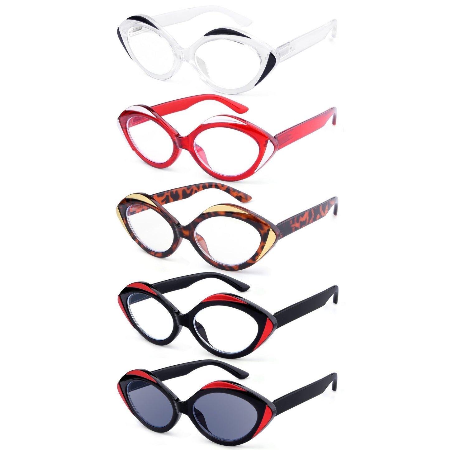 Reading Glasses Stylish Oval Eyeglasses Women R2128-5pack