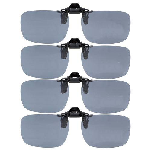 Pro-optics Clip-On Sunglasses: Flip-Up / Down Polarised Mens & Womens Grey UV Sun Lenses 60mm Wide, 53mm Tall, adult Unisex, Size: One Size