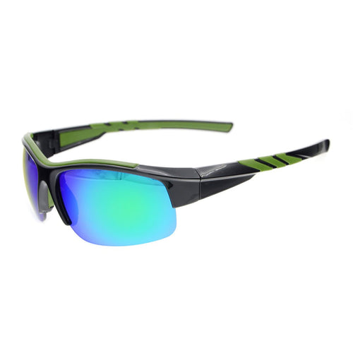 Half Rim TR90 Polarized Sport Sunglasses Men Grey Gold Mirror / Without Magnification