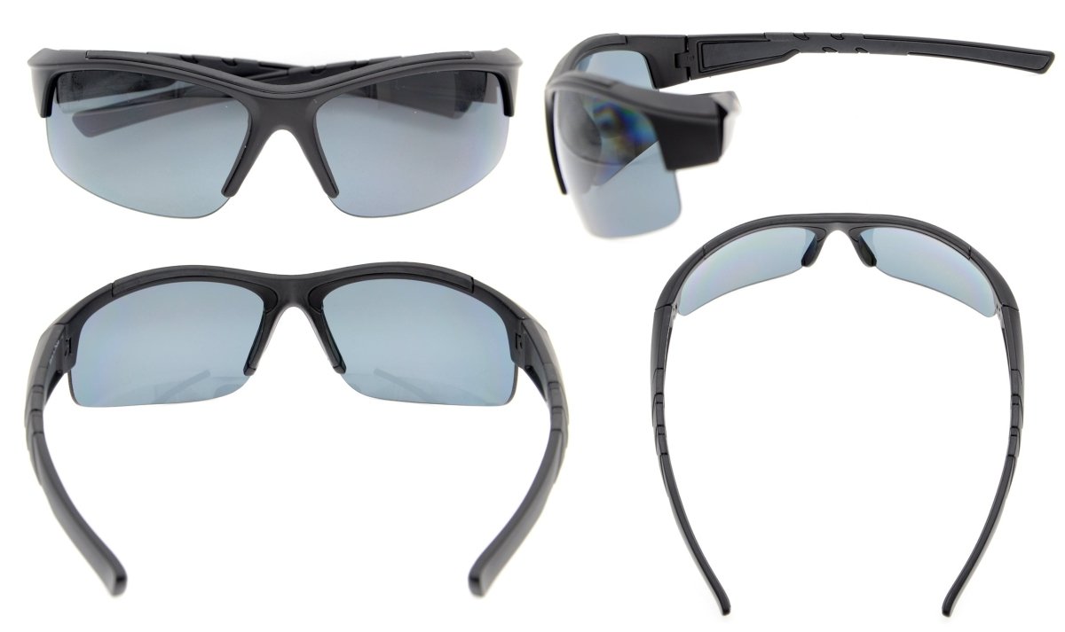 Amazon.com: Half Frame Semi-Rimless Horn Rimmed Sunglasses (Polarized |  Black-Gold/Smoke) : Clothing, Shoes & Jewelry