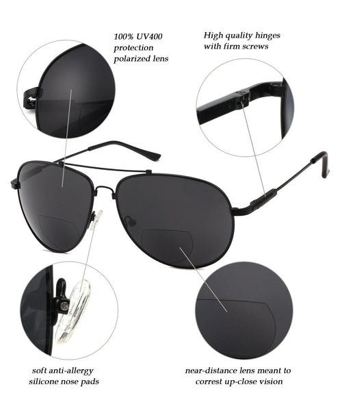 Lightweight Pilot Style Bifocal Reading Sunglasses Men – eyekeeper.com