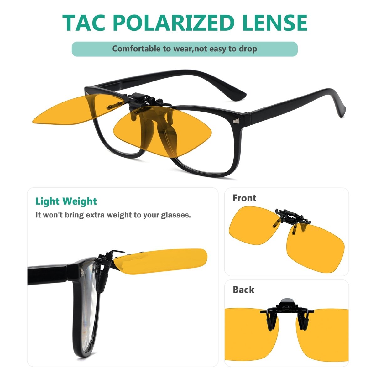 Polarized Clip-on Flip up Night Driving Glasses JQ3 (58MMX40MM)