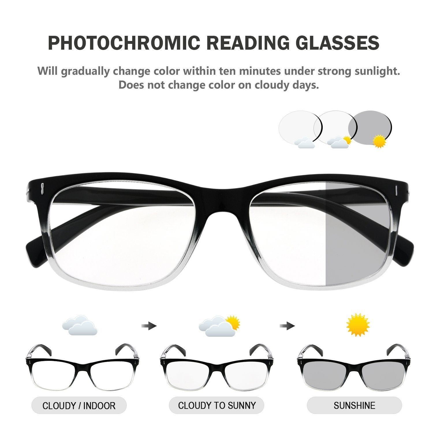 Transition Reading Glasses Photochromic Readers Men Women