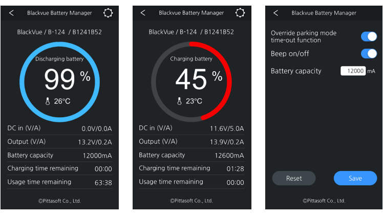 BlackVue Battery Smartphone App Interface