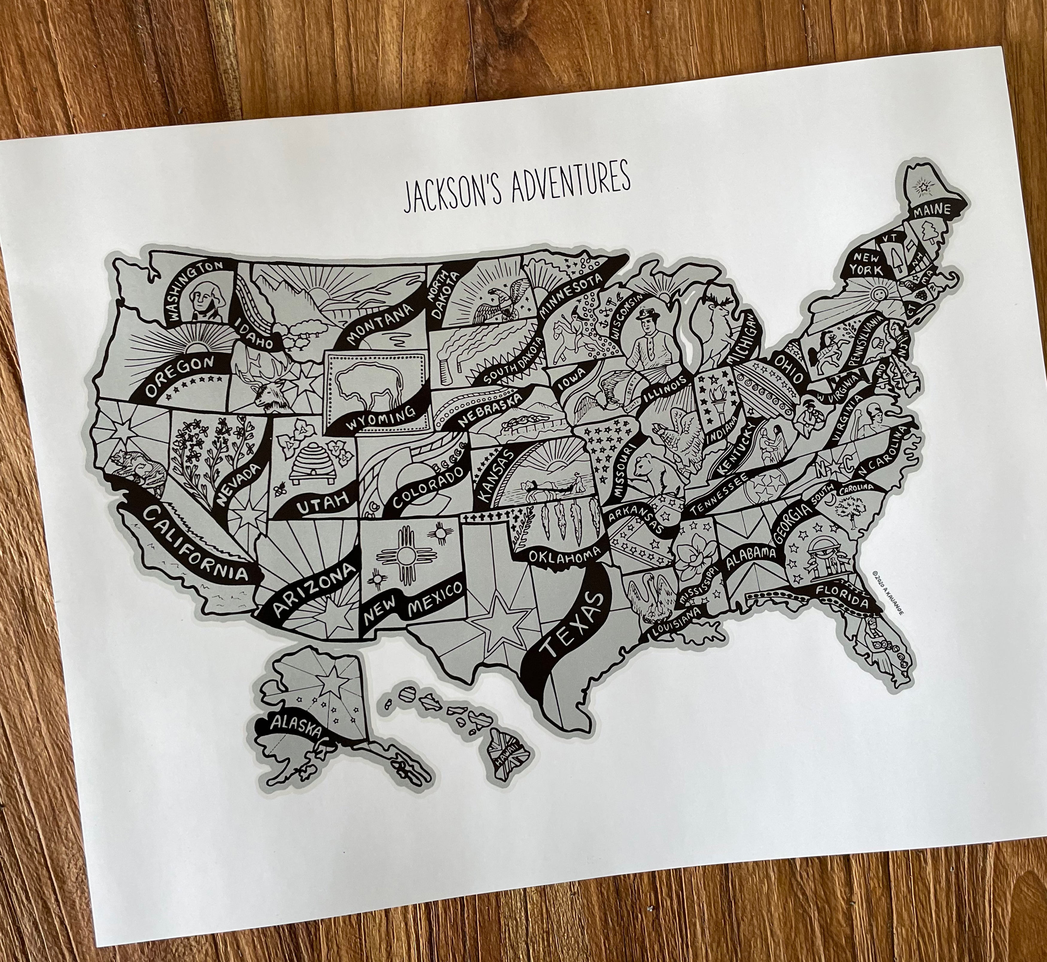 Personalized Scratch Your Travels USA State Flag Map