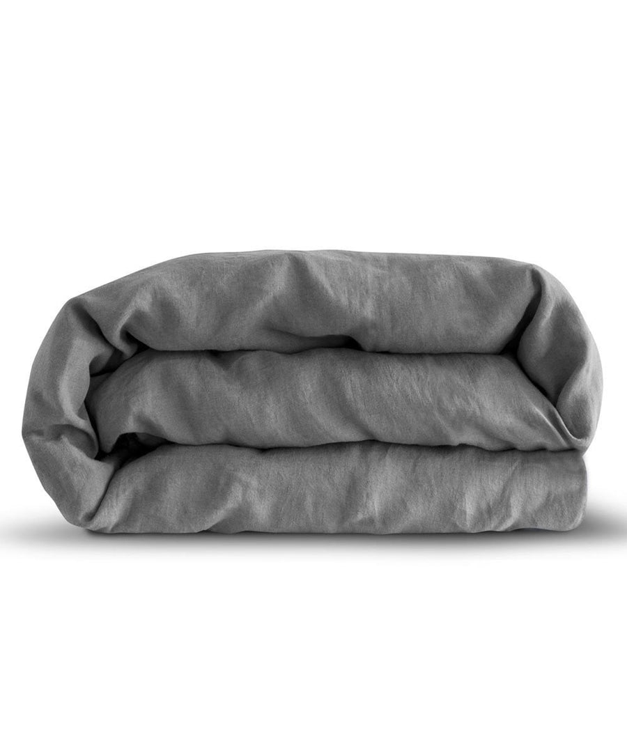 Lens Charcoal Pure Linen Duvet Covers The Linen Works London