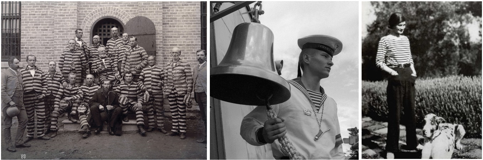 history of stripes black and white prisoner french sailor coco chanel breton shirt